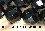 CAA2421 15.5 inches 16mm faceted round black agate beads wholesale