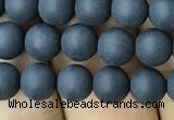 CAA2448 15.5 inches 6mm round matte black agate beads wholesale