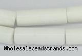 CAA25 15.5 inches 10*30mm cylinder white agate gemstone beads