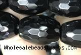 CAA2504 15.5 inches 13*18mm faceted rice black agate beads wholesale