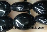 CAA2536 15.5 inches 8*10mm oval black agate beads wholesale