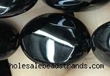 CAA2540 15.5 inches 13*18mm oval black agate beads wholesale