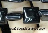 CAA2554 15.5 inches 8*8mm square black agate beads wholesale