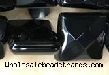 CAA2612 15.5 inches 18*18mm faceted square black agate beads