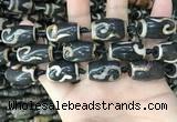 CAA2686 15.5 inches 13*22mm - 14*25mm drum tibetan agate dzi beads