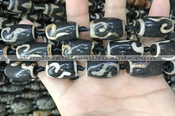 CAA2686 15.5 inches 13*22mm - 14*25mm drum tibetan agate dzi beads