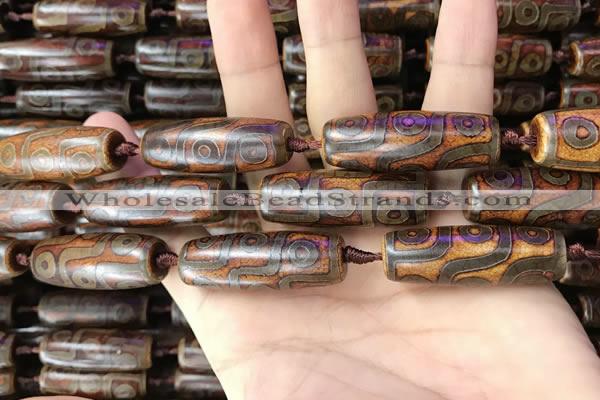 CAA2697 15.5 inches 14*38mm - 16*43mm rice tibetan agate dzi beads