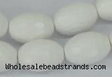 CAA27 15.5 inches 15*20mm faceted rice white agate gemstone beads