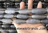 CAA2713 15.5 inches 14*38mm - 16*43mm rice tibetan agate dzi beads