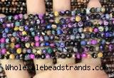 CAA2819 15 inches 4mm faceted round fire crackle agate beads wholesale