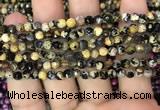 CAA2825 15 inches 4mm faceted round fire crackle agate beads wholesale