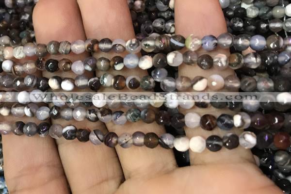 CAA2826 15 inches 4mm faceted round fire crackle agate beads wholesale