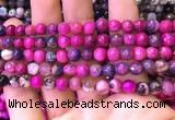 CAA2895 15 inches 6mm faceted round fire crackle agate beads wholesale