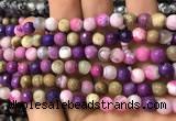 CAA2914 15 inches 6mm faceted round fire crackle agate beads wholesale