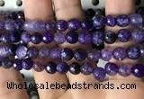 CAA2929 15 inches 6mm faceted round fire crackle agate beads wholesale