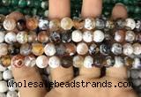 CAA2986 15 inches 8mm faceted round fire crackle agate beads wholesale