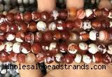 CAA2990 15 inches 8mm faceted round fire crackle agate beads wholesale