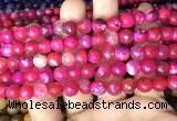 CAA2995 15 inches 8mm faceted round fire crackle agate beads wholesale