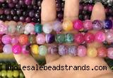 CAA3070 15 inches 10mm faceted round fire crackle agate beads wholesale