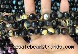 CAA3089 15 inches 10mm faceted round fire crackle agate beads wholesale