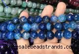 CAA3133 15 inches 12mm faceted round fire crackle agate beads wholesale