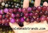 CAA3137 15 inches 12mm faceted round fire crackle agate beads wholesale