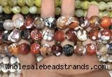 CAA3141 15 inches 12mm faceted round fire crackle agate beads wholesale