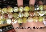 CAA3181 15 inches 14mm faceted round fire crackle agate beads wholesale