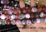 CAA3187 15 inches 14mm faceted round fire crackle agate beads wholesale