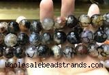 CAA3191 15 inches 14mm faceted round fire crackle agate beads wholesale