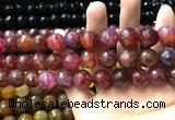 CAA3197 15 inches 14mm faceted round fire crackle agate beads wholesale