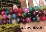 CAA3198 15 inches 14mm faceted round fire crackle agate beads wholesale