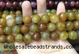 CAA3201 15 inches 14mm faceted round fire crackle agate beads wholesale