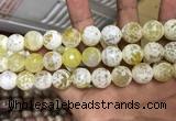 CAA3236 15 inches 16mm faceted round fire crackle agate beads wholesale