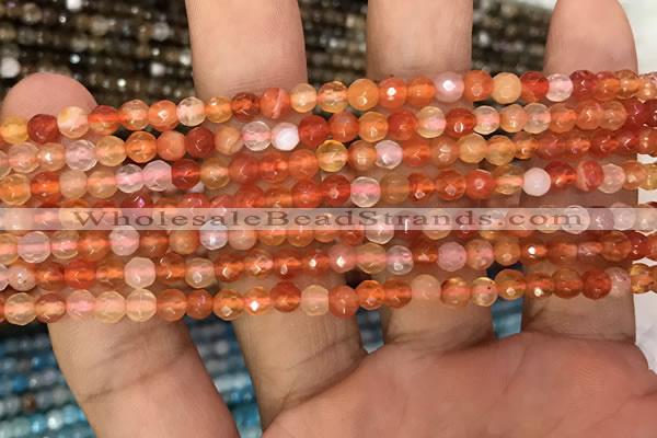 CAA3264 15 inches 4mm faceted round agate beads wholesale