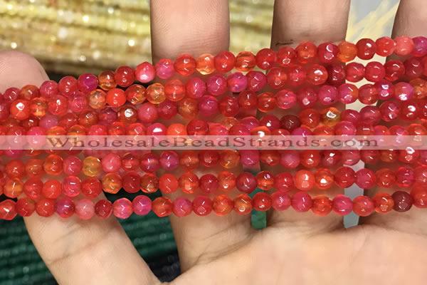 CAA3266 15 inches 4mm faceted round agate beads wholesale