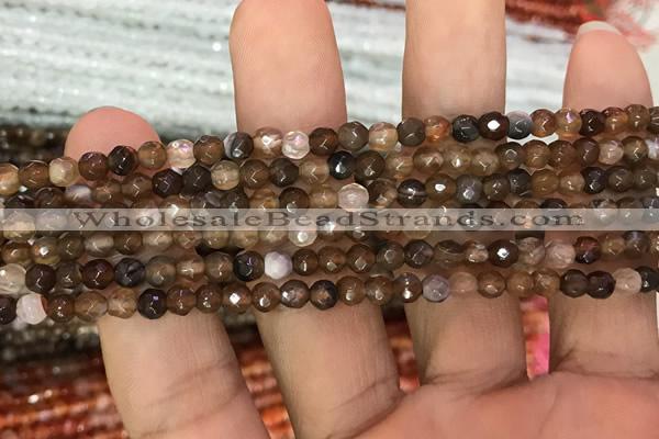 CAA3269 15 inches 4mm faceted round agate beads wholesale