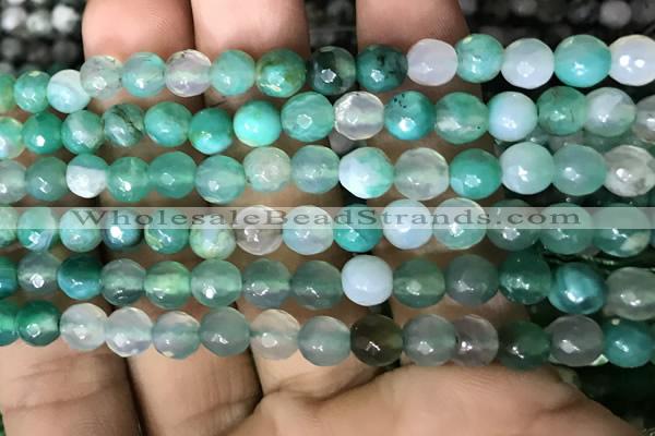 CAA3309 15 inches 6mm faceted round agate beads wholesale