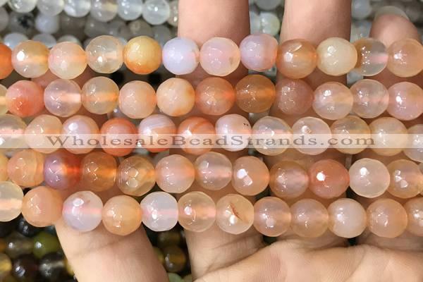 CAA3344 15 inches 8mm faceted round agate beads wholesale