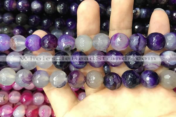 CAA3398 15 inches 12mm faceted round agate beads wholesale