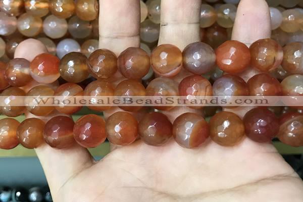 CAA3400 15 inches 12mm faceted round agate beads wholesale