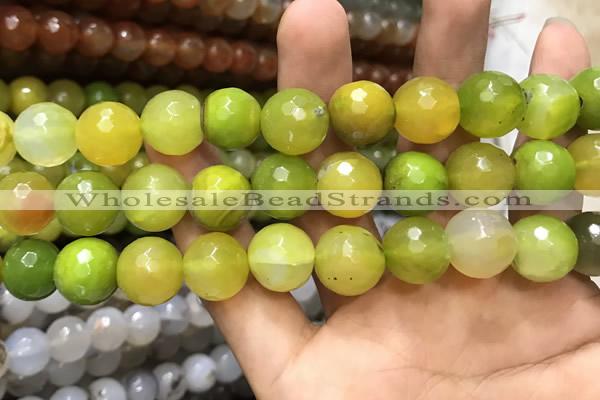 CAA3430 15 inches 14mm faceted round agate beads wholesale