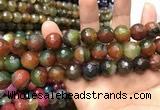 CAA3432 15 inches 14mm faceted round agate beads wholesale