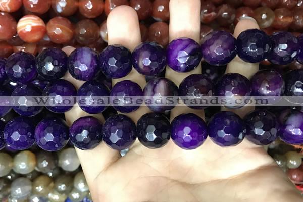 CAA3446 15 inches 16mm faceted round agate beads wholesale