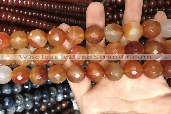 CAA3448 15 inches 16mm faceted round agate beads wholesale