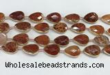 CAA3528 7.5 inches 13*18mm faceted flat teardrop fire agate beads