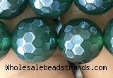 CAA3546 15.5 inches 12mm faceted round AB-color green agate beads