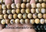 CAA3605 15.5 inches 12mm round yellow crazy lace agate beads