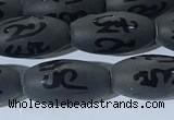 CAA3680 15.5 inches 8*16mm rice matte & carved black agate beads