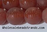 CAA3689 15.5 inches 12mm round matte & carved red agate beads